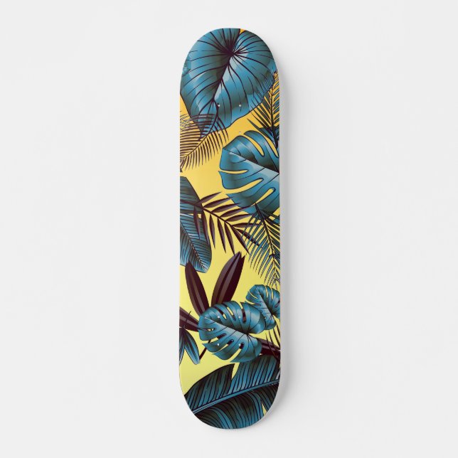 Färgstarka tropiska Löv Mini Skateboard Bräda 18,5 Cm (Framsida)