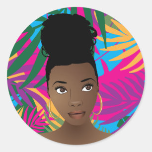 Färgstarka tropiska Löv   Naturlig skönhet Runt Klistermärke