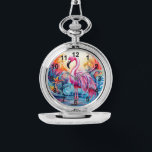 Färgstarka tropiska Rosor Flamingo Elegant Komans Armbandsur<br><div class="desc">Den färgstarka tropiska Rosan Flamingo Elegant Womans Watches har ett färgstarkt tropiskt paradis med en rosa flamingo omgiven av tropiska blommor. Skapat av Evco Studio www.zazzle.com/store/evcostudio</div>