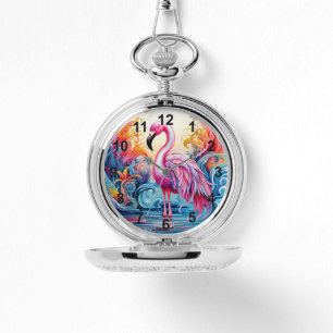 Färgstarka tropiska Rosor Flamingo Elegant Komans Armbandsur