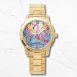 Färgstarka tropiska Rosor Flamingo Elegant Komans Armbandsur<br><div class="desc">Den färgstarka tropiska Rosan Flamingo Elegant Womans Watches har ett färgstarkt tropiskt paradis med en rosa flamingo omgiven av tropiska blommor. Skapat av Evco Studio www.zazzle.com/store/evcostudio</div>