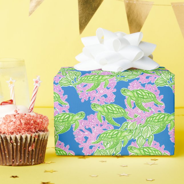 Färgstarka tropiska sköldpaddor Mönster Presentpapper (Födelsedagsfest)