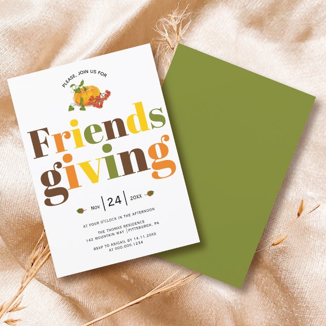 Färgstarka tryckfärgspumpar Friendsgiving Inbjudningar (Skapare uppladdad)