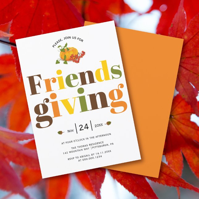 Färgstarka tryckfärgspumpar Friendsgiving Inbjudningar (Skapare uppladdad)