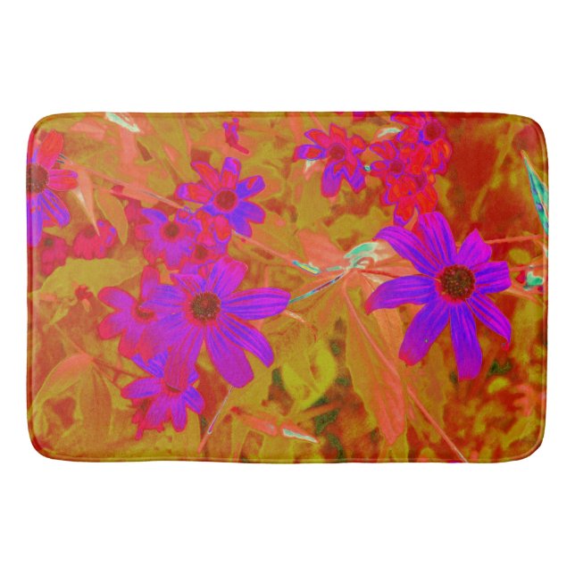 Färgstarka ultraviolett, Magenta och röda Wildblom Badrumsmatta (Framsidan)