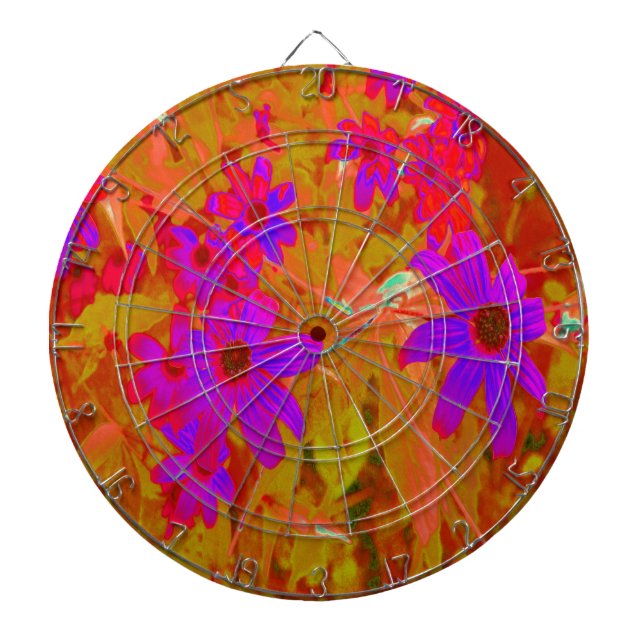 Färgstarka ultraviolett, Magenta och röda Wildblom Darttavla (Framsidan)