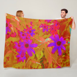 Färgstarka ultraviolett, Magenta och röda Wildblom Fleecefilt