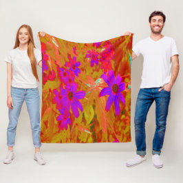 Färgstarka ultraviolett, Magenta och röda Wildblom Fleecefilt