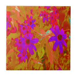 Färgstarka ultraviolett, Magenta och röda Wildblom Kakelplatta