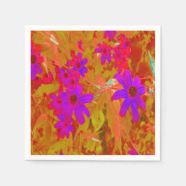 Färgstarka ultraviolett, Magenta och röda Wildblom Pappersservett