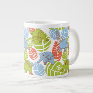 Färgstarka ungelelefanter jumbo mugg