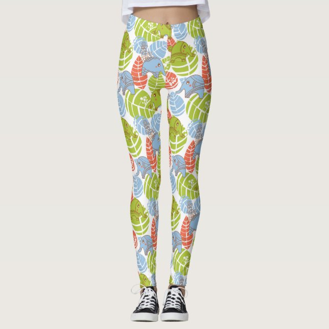 Färgstarka ungelelefanter leggings (Framsida)