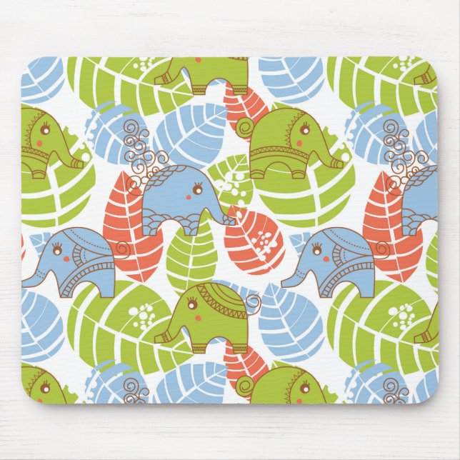 Färgstarka ungelelefanter musmatta (Framsidan)