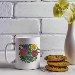 Färgstarka ungerska blommor kaffemugg