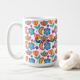 Färgstarka unika blommor kaffemugg