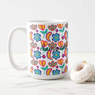 Färgstarka unika blommor kaffemugg
