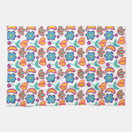 Färgstarka unika blommor kökshandduk