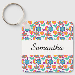 Färgstarka unika blommor nyckelring