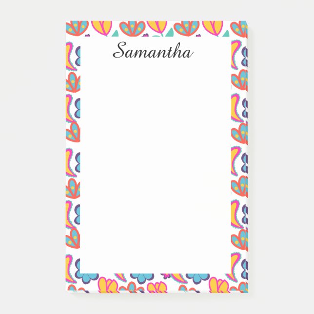 Färgstarka unika blommor post-it block (Framsida)