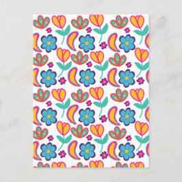 Färgstarka unika blommor vykort