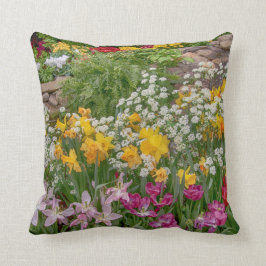 Färgstarka Vår blommor i blocket fullt Kudde