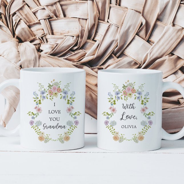 Färgstarka Vår Wildblommor | Kärlek You Grandma Kaffemugg (Skapare uppladdad)