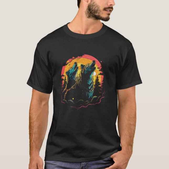 Färgstarka Varger vid nationalparken Måne T Shirt (Framsida)