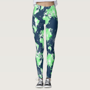 Färgstarka världskartor leggings