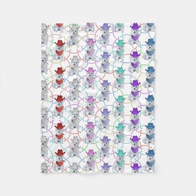 Färgstarka Väster Highland White Terriers Fleecefilt (Framsidan)