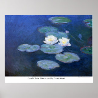 färgstarka Vatten Lilies i dammen av Claude Monet Poster