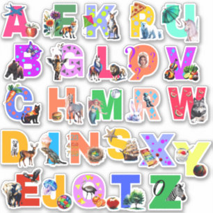 Färgstarka vattenfärger Alphabet Vinyl Stickers Klistermärken