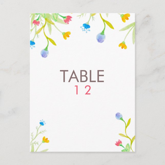 Färgstarka vattenfärger sommarblommor vykort (Framsida)