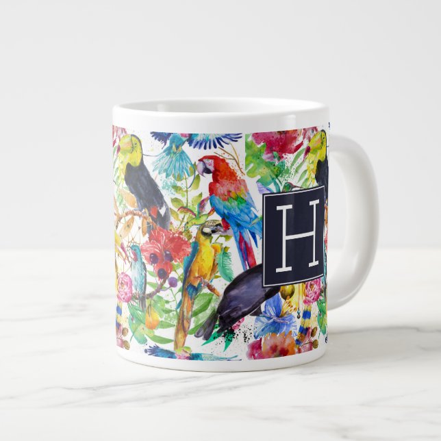 Färgstarka vattenfärgsstycken| Lägg till din urspr Jumbo Mugg (Framsida höger)