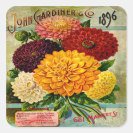 Färgstarka Vintagar Dahlia Flowers Fyrkantigt Klistermärke