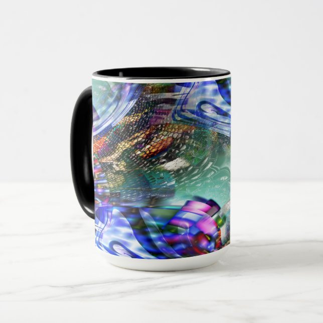 Färgstarka virtuella bildfluktuationer över slagsk mugg (Framsida vänster)