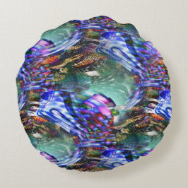 Färgstarka virtuella bildfluktuationer över slagsk rund kudde