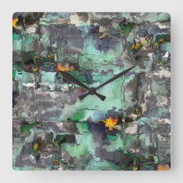 Färgstarka virtuella sten dominerade grått till gr fyrkantig klocka