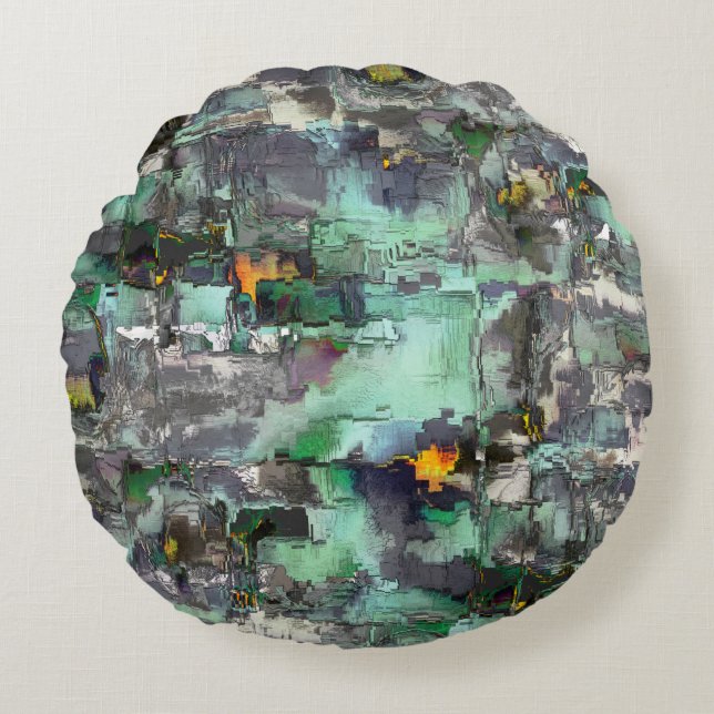 Färgstarka virtuella sten dominerade grått till gr rund kudde (Framsidan)