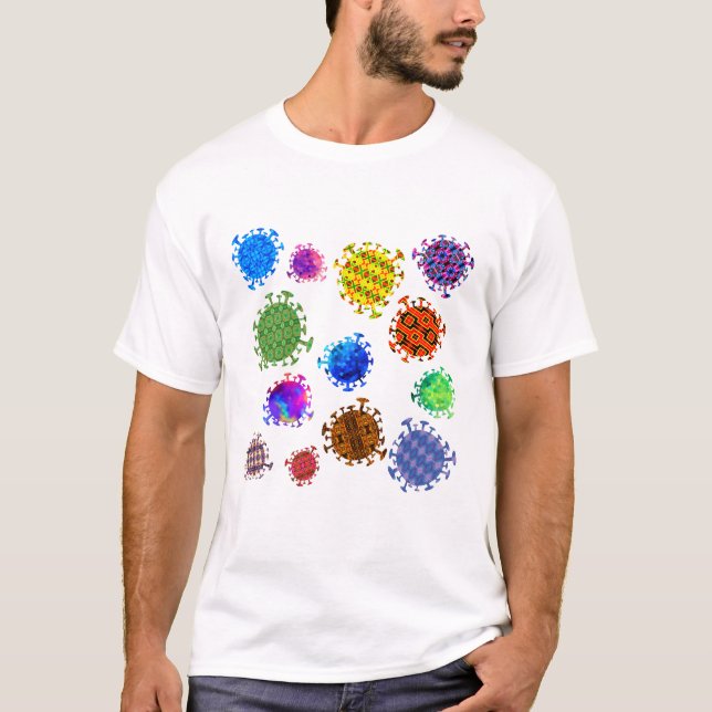 Färgstarka virusmutationer Mönster T Shirt (Framsida)