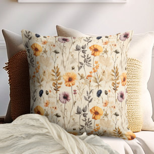 Färgstarka Wildblommor Boho Kudde