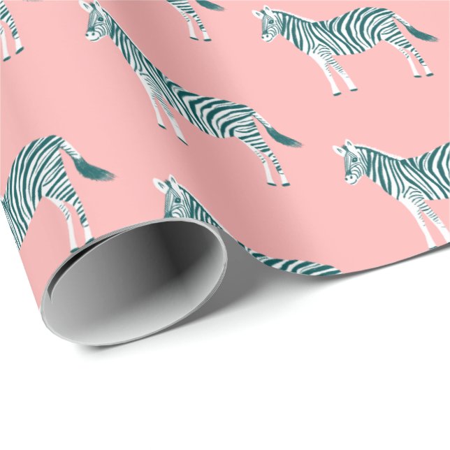 Färgstarka zebröder för djurtryck mönster rosa presentpapper (Rullad Hörn)