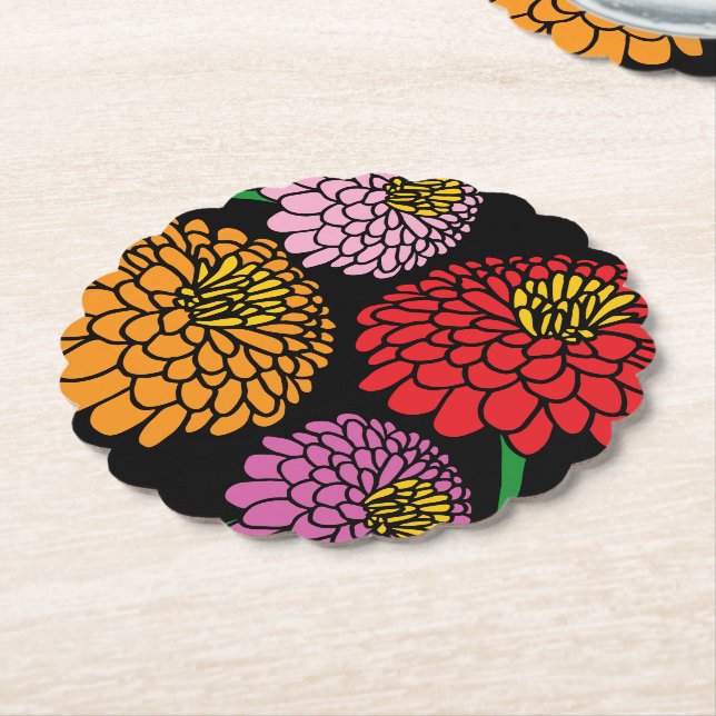 Färgstarka Zinnia blombouquet pappra underlägg Papper (Vinklad)