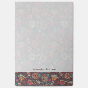 Färgstarkt blommönster i tecknad stil post-it block