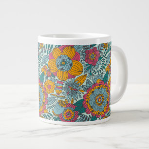 Färgstarkt blommönster jumbo mugg