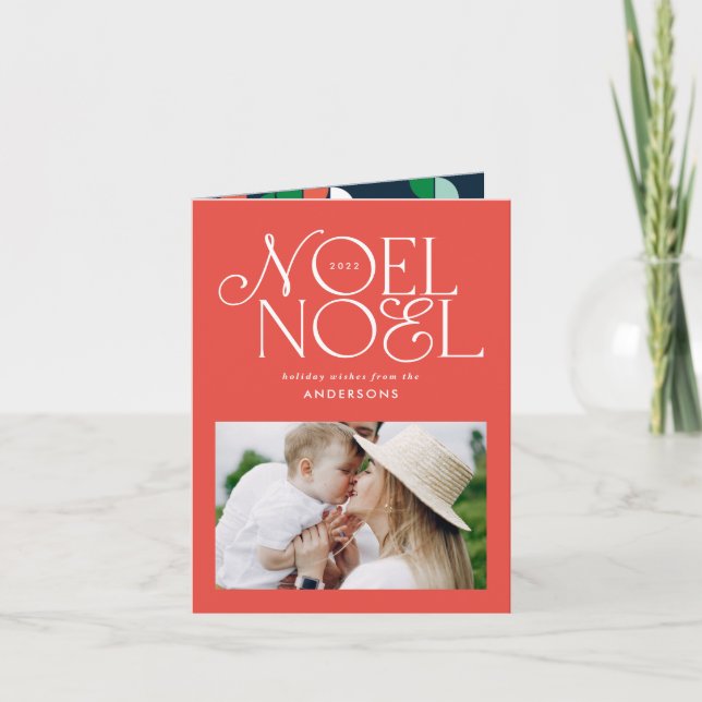 Färgstarkt ljus Noel-geometriskt foto Helgkort (Framsida)