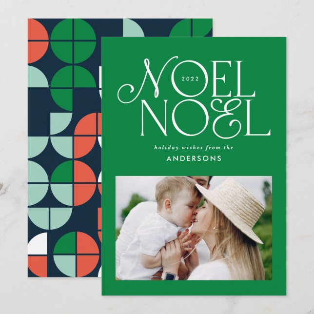 Färgstarkt ljus Noel-geometriskt foto Julkort (Fram/baksida)