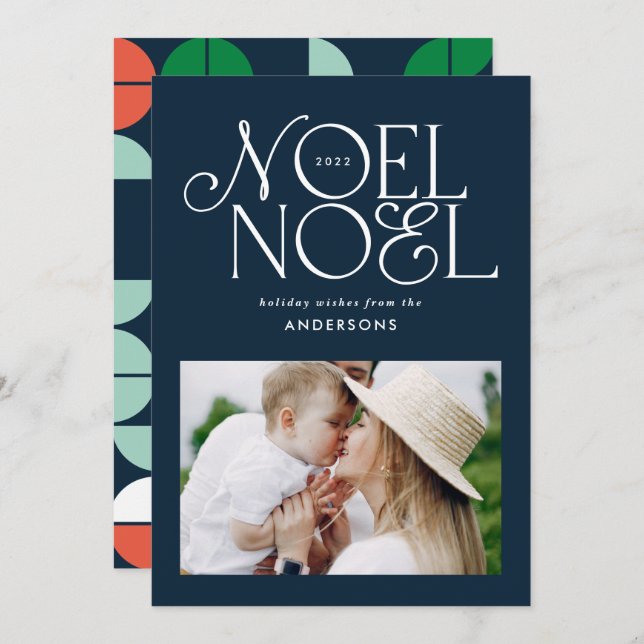 Färgstarkt ljus Noel-geometriskt foto Julkort (Fram/baksida)
