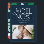 Färgstarkt ljus Noel-geometriskt foto Julkort<br><div class="desc">Färgstark,  ljus roligt Noel-helgdag för julgeometrisk typografi. Röd,  grönt,  marinblått och rosa färgväg.</div>