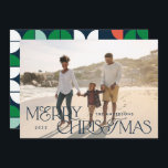 Färgstarkt, ljust, Julgeometriskt skript Julkort<br><div class="desc">Helgdag för färgstark ljusstark roligt fotol Julgeometrisk typografi. Röd,  grönt,  marinblått och rosa färgväg.</div>