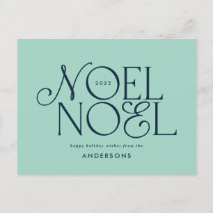 Färgstarkt, ljust Noel-geometriskt skript Helg Vykort